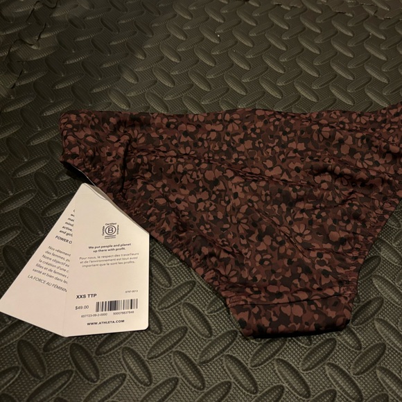 NWT ATHLETA Clean Medium Bikini Bottom IN Camo Flora Decadent Chocolate XXS - Picture 9 of 10